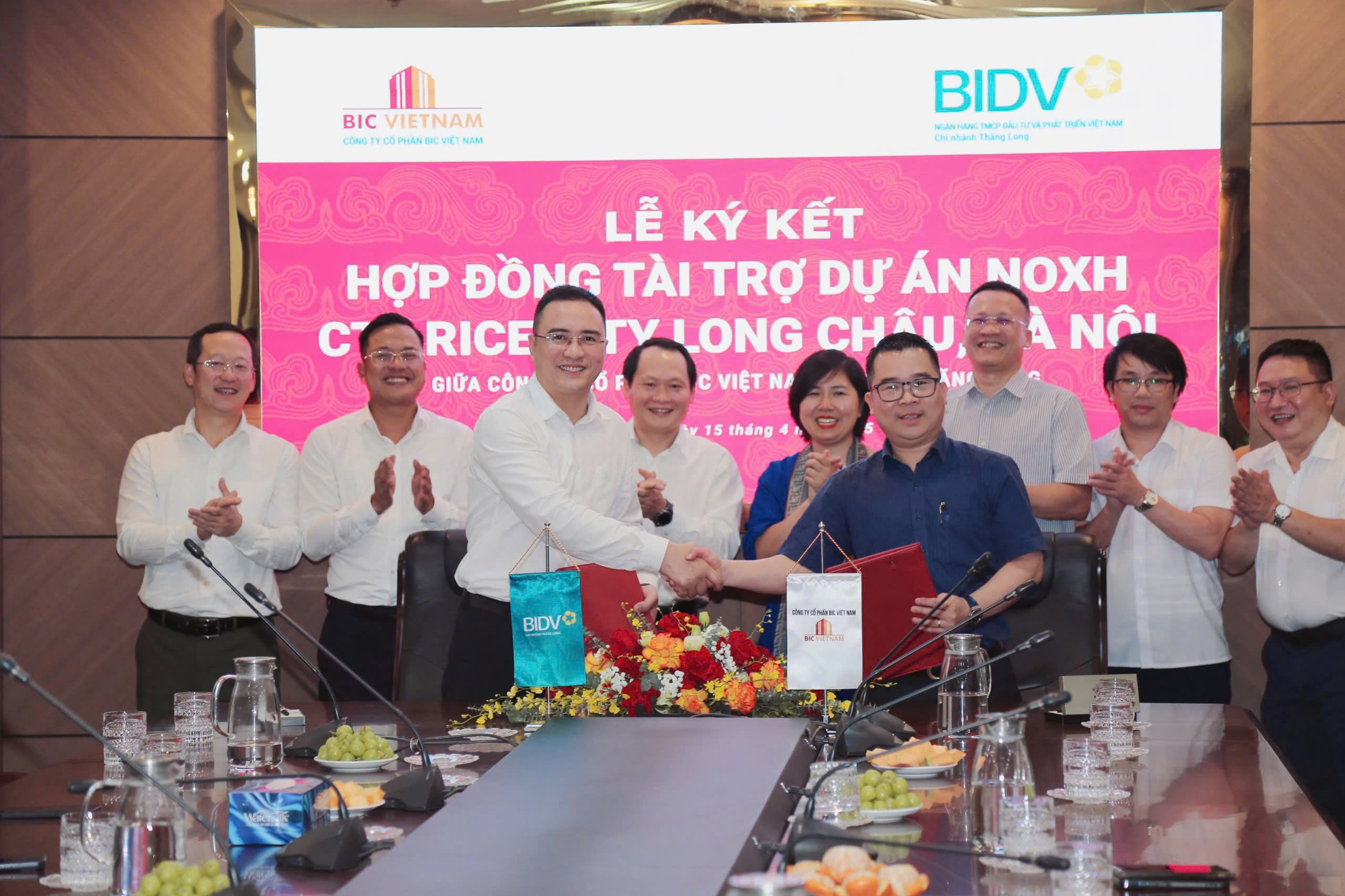 Lễ ký kết hợp tác tài trợ dự án NOXH CT1 Rice City Long Châu giữa BIDV Thăng Long và BIC Việt Nam